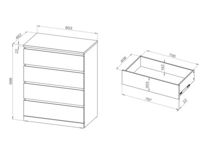 Комод Гуд Лакк Варма Прайм 4 ясень коричневый