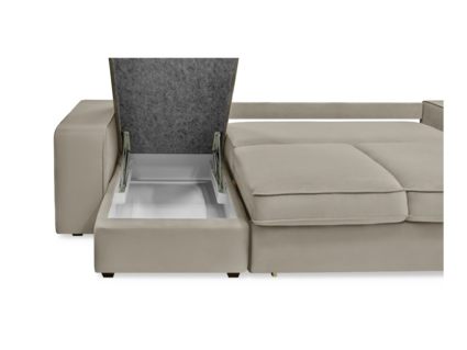 Диван Фиеста Мебель Монако с оттоманкой велюр Vivaldi 04 кремовый Длина 247 см