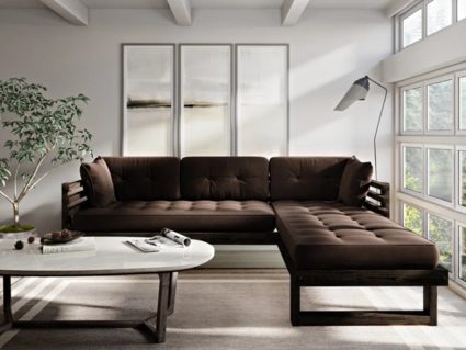 Диван Арско Стоун угловой трехместный коричневый 
