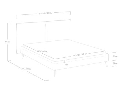 Кровать Сонум Dakota Рогожка пепельный 180х190