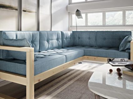 Диван Арско Астер угловой трехместный голубой Длина 220 см