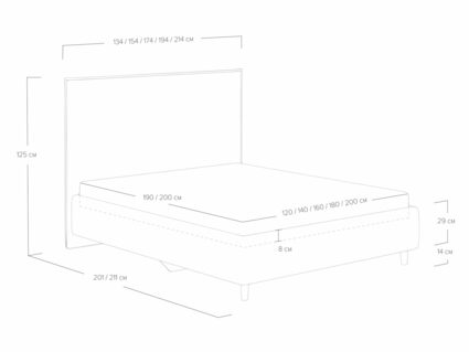 Кровать Сонум Eveline Рогожка Деним (с подъемным механизмом) 200х190