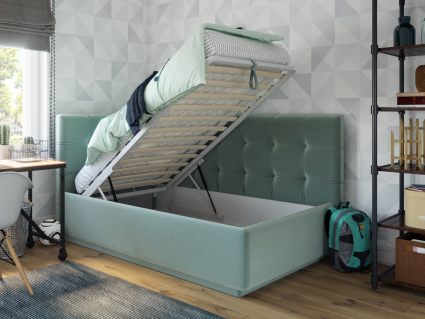 Кровать Nuvola Sabina угловая Velutto 26 (с подъемным механизмом) 120х200