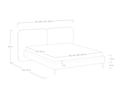 Кровать Сонум Brooklyn Микровелюр Светло-серый 180х200