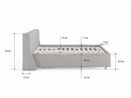 Кровать Сонум Barcelona Рогожка Пепельная 90х190