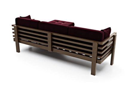 Диван Арско Стоун угловой трехместный бордовый