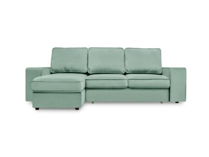 Диван Фиеста Мебель Монако с оттоманкой велюр Vivaldi 09 зеленый Длина 247 см