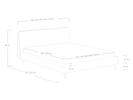 Кровать Сонум Boston Рогожка деним 120х200